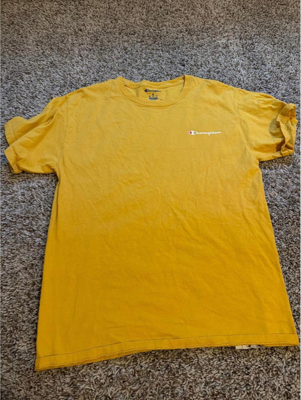 Champion Mens Yellow Casual T-Shirt Medium